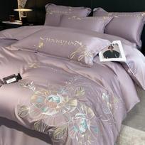 Vasarinis prabangus ledo šilko 4 dalių patalynės komplektas, skalbiamas mašinoje, šilkinis, lygus, kvėpuojantis, su siuvinėjimu, žakardinis Suit&1.5m bed-4pcs gray