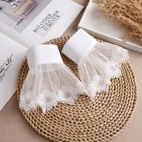 White Floral Detachable Fake Sleeves Pleated Flare Bridal Accessories  Wedding Gowns Style A