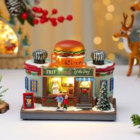 Christmas Creative Rotating Hamburger Music Box Decoration With Light For Kids And Holiday Decor Hamburger