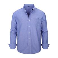 Men Long Sleeve Solid Color Casual Oxford Shirt Plus Size S