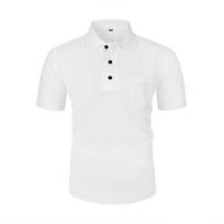 Mens Plus Size Solid Color Mesh Pocket Short Sleeve Polo T Shirt S