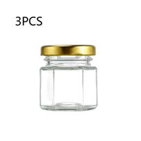 Hexagon Small  Jars with  Lids for Home Kitchen Storage Wedding Jam Honey Spice Party Gifts Containers 3PCS