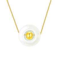 3D 999 Pure Gold & Hetian Jade Luck Beads Women's Necklace Pendant Gift