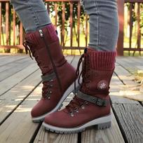 Women Mid-calf Boots Winter Plush Warm Snow Boot Outdoor Non-slip Platform Boots Fashion Women High Top Cotton Shoes Botas Mujer 36