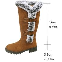 Women's Suede Mid Calf Snow Boots Anti-slip Mid Heel Short Plush Winter Warm Long Boots Casual Comfortable Walking Shoes Women 36