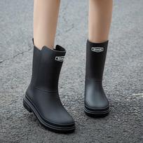 Women's Waterproof Non-Slip Mid-Calf Rain Boots - Soft Sole, Comfortable, Versatile, with Warm Cotton Lining, Ideal for Outdoor Wear 35