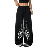 Fitness Harajuku Y2K Men's Y2K Graphic Baggy Sweatpants Drawstring Waist Wide Leg Jogger Pants with Pockets S