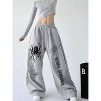 Women's Style Printed Sporty Sweatpants Loose High Street Long Pants Fashion Joggers for Daily Wear S