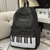 Color-blocked Large Capacity School Bag Preppy Style Piano Key Backpack  School juoda