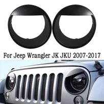 For Jeep Wrangler JK JKU 2007-2017 Lamp Hoods Car Replacement Front Light Headlight Angry Bird Style Trim Cover black