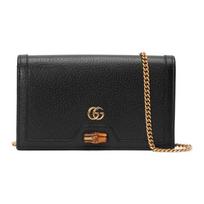 Gucci Diana Diana Gold Label Logo Bamboo Buckle Leather Crossbody Shoulder Bag Women's Black juoda