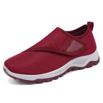 Mesh Men's Breathable Shoes Outdoor walking lazy Flats Casual comfort Male shoes Versatile light non slip shoe Homme Zapatos 36 raudona