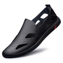 Summer new light luxury leather lazy shoes outdoor hollow deodorant breathable leather shoes 37