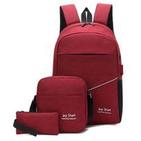 Versatile Business Travel Bag  Large Capacity School Student Laptop Bags Solid Color Minimalism Washable Unisex Backpack USB Rechargeable School Bag 3pcs raudona