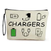 Portable Soft Travel Makeup Bags Canvas Water Proof Lipstick Bag Multifunctional Printing Charger Storage Bag Home