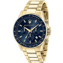 „Maserati R8873640008 Sfida“ chronografinis mėlyno ciferblato vyriškas laikrodis 44mm auksas