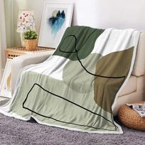 Abstract Mid Century Throw Blanket, Sea Foam Sage Green Minimalist, Flannel Bed Throw Blanket, Plush Warm Throw Blankets for Cou 70x100cm