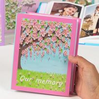 6 Inch 100 Pockets Photo Album Laminated 3D Floral Cover Picture Memory Book Insert Pocket Large Capacity Photo Display Album raudona