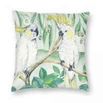 Saffron Cockatoos Square Pillowcase Polyester Linen Velvet Printed Zip Decor Home Cushion Cover Peach skin 18*18(CM)-1Pcs