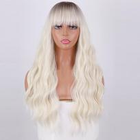 MERISIHAIR Ombre sintetinis perukas su kirpčiukais Ilgas banguotas perukas baltoms moterims Platininis blondinis perukas moterims beige