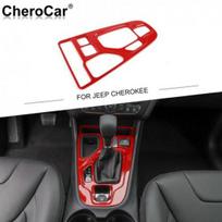 Gear Shift Panel Cup Holder Cover Panel Trim for Jeep Cherokee 19+ Red Interior black