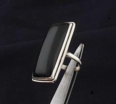 Solid 925 Sterling Silver Black Onyx Rectangle Gemstone Ring Large Ring Unisex gift Designer Ring 6.5