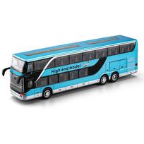 1/30 lydinio verslo tolimojo susisiekimo dviaukščio autobuso modelis, imituojantis autobuso transportavimą, su garsu ir šviesa, vaikiškas žaislinis automobilis mėlyna