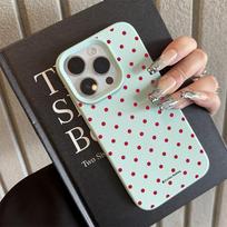 Chic Rose Red Polka Dot Design Lichee Pattern Phone Case For iPhone 17 16 15 14 13 12 11 Pro Max XS X XR 16E 16 Plus 17Air Cover iPhone XS Max white
