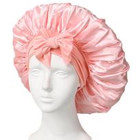 Extra Large Satin Bonnet for Hair Care - Bowknot Design Sleep Cap for Women Adjustable white
