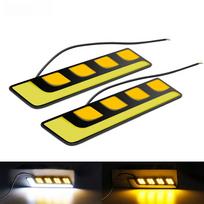 2Pcs Car Light Assembly DRL Led COB Daytime Running Lights White Yellow/Amber Auto DRL Turn Signal Light External Auto Daylight White&White