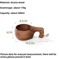 Acacia Wood Kuksa Mug 200/400ml Portable Outdoor Camping Coffee Mug Finnish Wooden Cup Milk Tea Drinkware Bushcraft Kitchen Tool 200ML-400ML