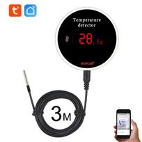 Tuya Smart Home Wifi Temperature Sensor 3m Wire Digital Smartlife Thermometer Room Water Pool Thermostat Alarm Remote Monitoring UK power plug