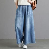 Mom Džinsai Plačios Kelnės Moteriškos Kelnės Aukštu Liemeniu Jean Baggy Drabužiai Korėjos mados Moteriški drabužiai Gatvės apranga Y2k Miesto Šilta S mėlyna