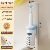 Double-Side Tongue Scraper With Holder Reduce Bad Breath For Oral Care Tongue Cleaners Tongue Coating Cleaning Tools For Adults mėlyna