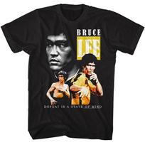 Bruce Lee - Triple - Black Front Print Short Sleeve Solid  Children's T-shirt 110