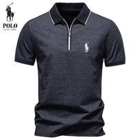 Ralph Lauren Pavasario/Vasaros Nauji Vyriški Polo Marškinėliai su Siuvinėjimu ant Apykaklės ir Užtrauktuku, Verslo Atsitiktiniai Vyriški Trumpomis Rankovėmis Polo S