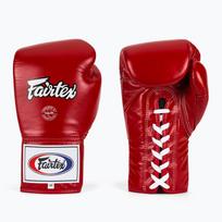 Fairtex Pro Competition bokso pirštinės su užrakintu nykščiu Odinės raudonos spalvos