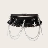 Dark Chain Punk Belt Female Hip-hop Lace Splicing Versatile Fashion with Dresses Subcoat Decorative Waistband