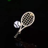 Korean Niche Zircon-Encrusted Tennis Racket Brooch Pin for Men and Women