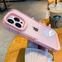 Candy Color Camera Lens Stand Clear Phone Case For iPhone 15 13 12 11 Pro Max 14Pro X XS Max Invisible Folding Holder Back Cover iPhone 12