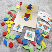 Children's kindergarten small and medium class creative ring stick mirror puzzle space thinking assembly building block educational toys