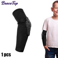 Vaikų ir jaunimo alkūnių apsaugos su korėtu kompresiniu rankogaliu Sportinės apsauginės priemonės krepšiniui, beisbolui, tinkliniui YM(Age 7-8 Years) black