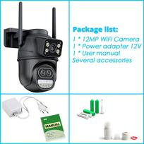 ICSEE Išmanioji WIFI Saugumo Kamera 12MP 8K Trys Objektyvai PTZ 8X Priartinimas Lauko 360 Bevielis HD Vaizdo Stebėjimas IP Kameros Namų CCTV 12MP NO SD Card balta