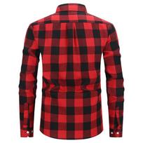 Men Casual Plaid Long Sleeve Flannel Shirt Loose Large Size Pocket Mens Outerwear S