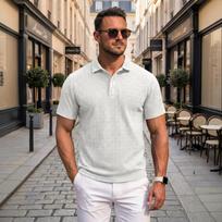 Mens Casual Sports Jacquard Collar Polo Shirt Top S
