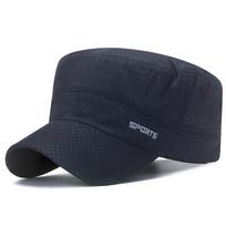 Summer Breathable Flat Cap for Men, Outdoor Sun Protection, Quick-drying Sports Baseball Cap Adjustable tamsiai mėlyna