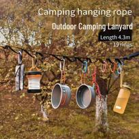 Hot-Selling Outdoor Tent Storage Lanyard: 19-Loop Camping Clothesline Tie Strap juoda