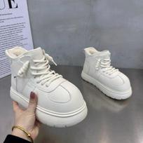 Platform Snow Boots Women's 2026 Winter New Fashion Height Increase Casual Cotton Shoes Outdoor Warm Comfort Lace Up Short Boots 35