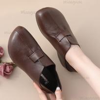 Soft Sole Leather Loafers for Women Slip-On Comfortable Casual Walking Shoes Lightweight Mom Shoes Zapatos Para Mujer Size 35-41 35