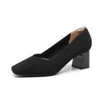 Women's Shoes Fashion Square Head Designer High Heels Shoes Breathable Mesh Casual Footwear Shallow Mouth Single Shoes for Women 34
